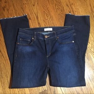 Loft Flare Crop Jeans with Frayed Edge Hem